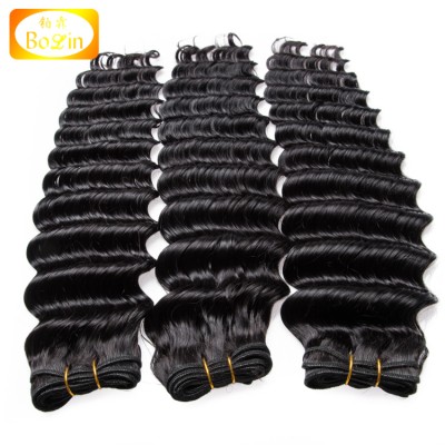 Fast Delivery Cambodian Natural Black Double Wefts Cuticle Aligned Deep Wave Raw Hair Bundles