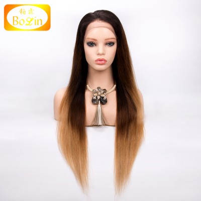 Bolin Online special  1b/4/27# ombre color virgin human hair13*4  lace front wig