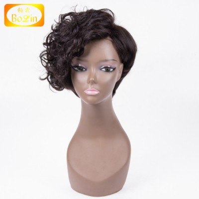 New design Virgin Brazilian natural color short Human Hair Lace Front Wig for black women