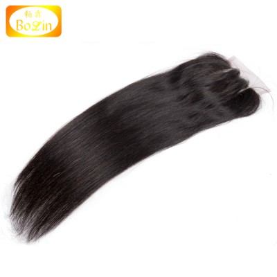 Top Quality 100 Human Hair Nice Textures Straight Brazilian Free/Middle/ 3 Part Lace Closures Pieces Can Be Dyed