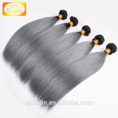 Top quality human hair peruvian gray remy hair extensions