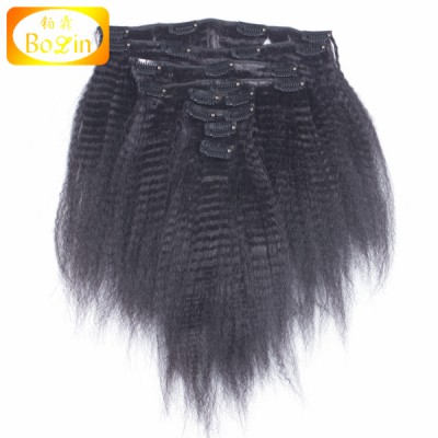 wholesale indian kinky straight real hair extensions clip cheap hair extensions clip in full head