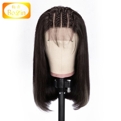 New Trend Malaysian Virgin Human Hair 180 Part Straight Bob  Lace Wig With Highlight Hairs