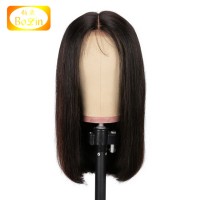 Raw Indian Virgin Human Hair Straight Bob 2*4 Lace Wigs With colored Clip in Hairs