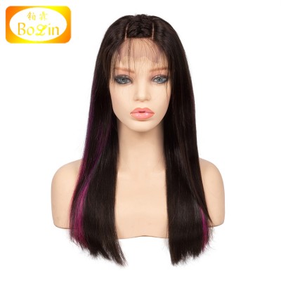 Hot Selling New Trend Indian Raw Human Hair 3.5*4 180 Part Lace Wigs With Highlight Hair